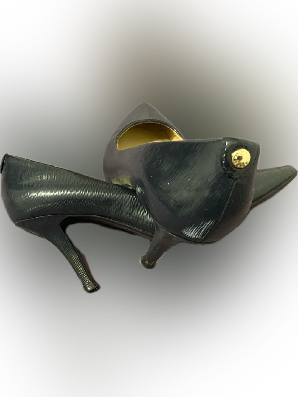 Michael Kors Black Pointed-Toe Mid Heel Pumps